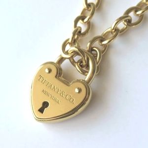 Rare Heavy Tiffany's Heart Lock 18K Yellow Gold Pendant Necklace